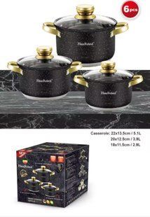 Набор кастрюль Haus Roland HR131-11 (3 шт) из нержавеющей стали 2,9/3,9/5,1 л, с гранитным покрытием, Черный 200003014 фото