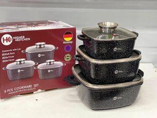 Набір каструль Higher Kitchen HK-302 із гранітним антипригарним покриттям Чорний 200003012 фото