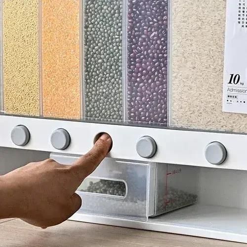 ОРГАНАЙЗЕР для сыпучих продуктов Assorted Grain Rice Bucket Диспенсер, с кнопкой дозатором для круп 6 секций 200000675 фото