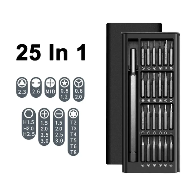 Набор отверток 25 в 1 Биты Torx Hex Precision DIY разборный мини-чехол, Черный 200000674 фото