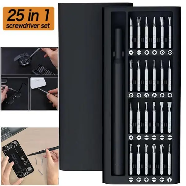 Набор отверток 25 в 1 Биты Torx Hex Precision DIY разборный мини-чехол, Черный 200000674 фото