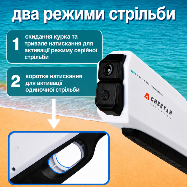 ккумуляторный Водный Бластер USB 1500 мАч / Водяной пистолет с автоматическим насосом CHEETAH 200000342 фото
