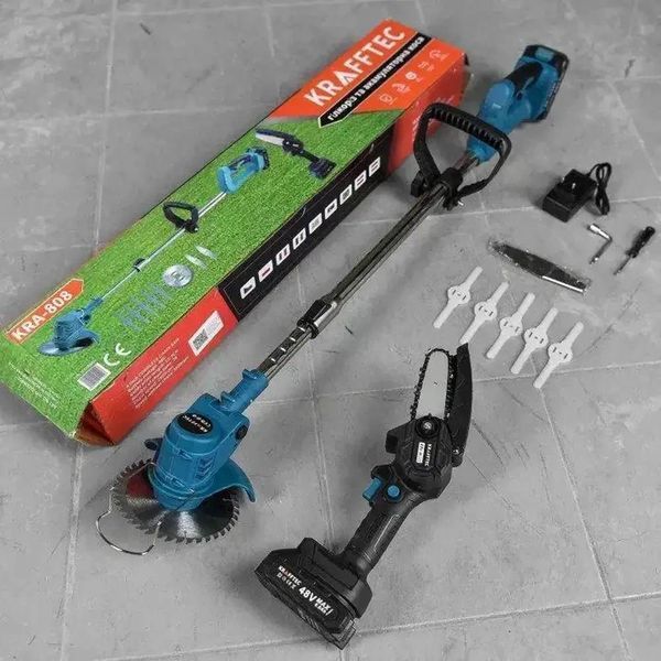 Мини пила цепная 4"+триммер аккумуляторный KRAFFTEC КРА-808, набор 2 в 1  200008565 фото