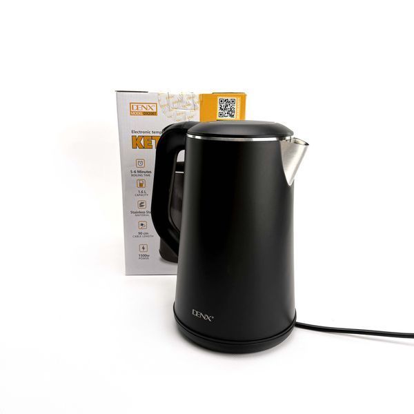 Электрический чайник DENX DX2087 на 1,6л 1500 Вт с регулятором температуры. Черный  200000771 фото
