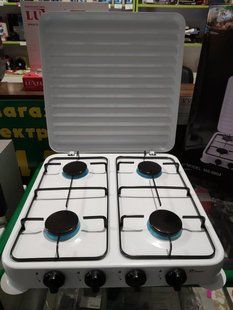Настольная газовая плита, плита на 4 конфорки Domotec MS 6604 , таганок 200008066-200000265 фото