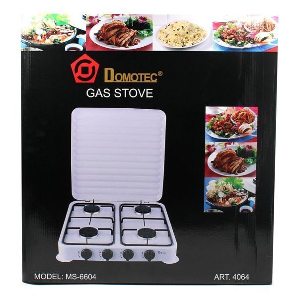 Настольная газовая плита, плита на 4 конфорки Domotec MS 6604 , таганок 200008066-200000265 фото