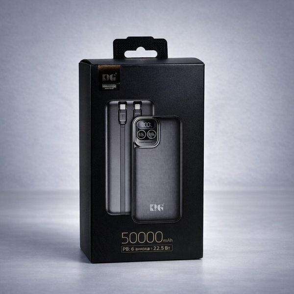 Повербанк KP KPG-501 Power Bank 50000 мА&middot;ч 22,5 Вт с дисплеем и встроенными кабелями 200003074 фото
