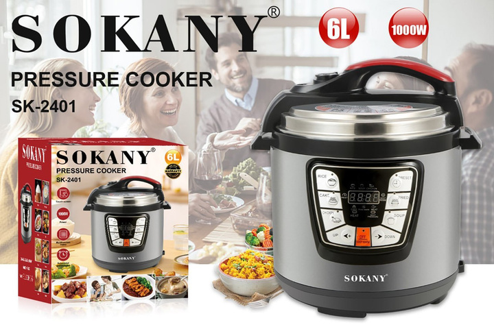 Мультиварка скороварка мультипіч Sokany SK-2401 багатофункціональна 6 л 1000 Вт 200000094 фото