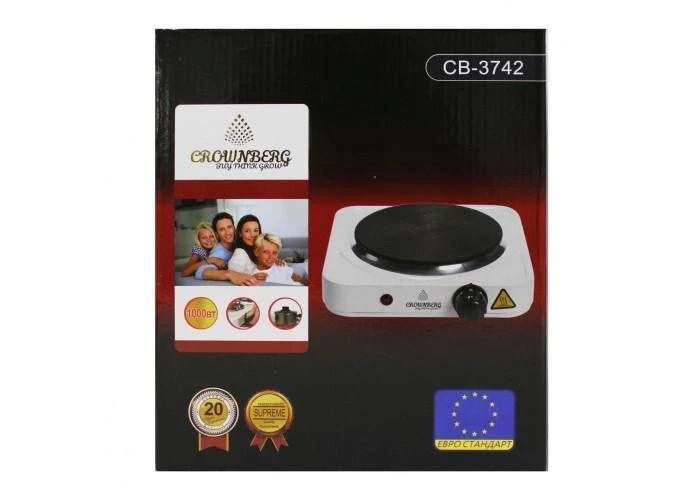 Электроплита портативная одноконфорочная Crownberg СВ-3742 1000W дисковая белый 200000634 фото