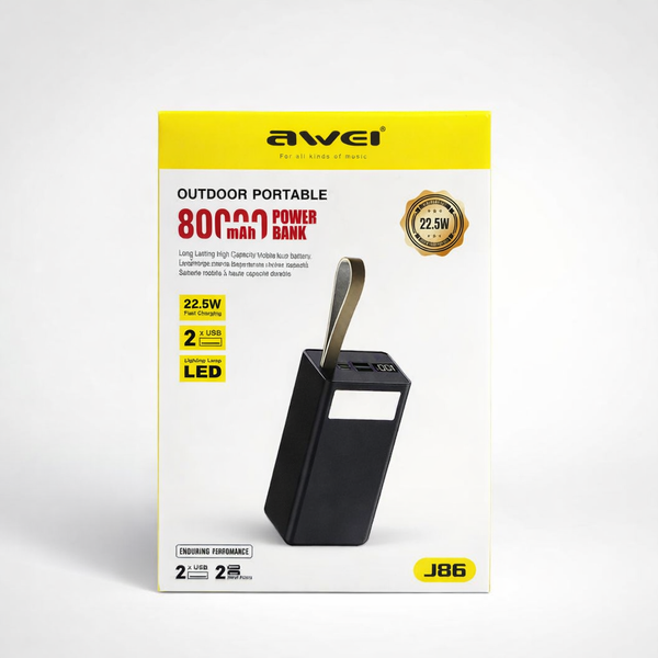 Power Bank Awei J86 80000 mAh &ndash; мощный портативный внешний аккумулятор с быстрой зарядкой 200003049 фото